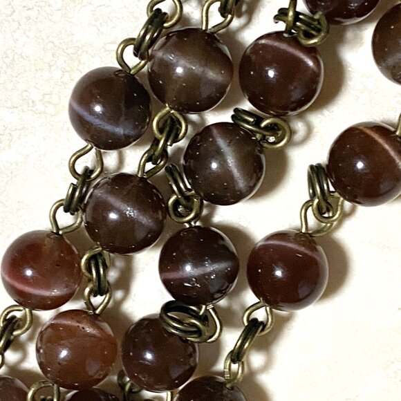 Cute Purple Cat's Eye Bronze Leaf Branch Pendant Adjustable Choker - Picture 8 of 14